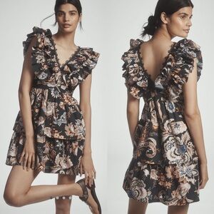 by anthropologie sleeveless ruffled a-line mini dress By Anthropologie Sleeveless Ruffle Mini Shirt Dress